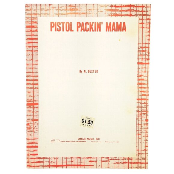 Vintage Pistol Packin' Mama Sheet Music Al Dexter Bing Crosby Andrew Sister 1963 - Picture 5 of 8